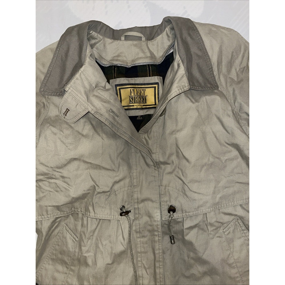Vintage Fleet Street Raincoat Women's Size 8P Lined Trench Coat Tan Plaid VTG